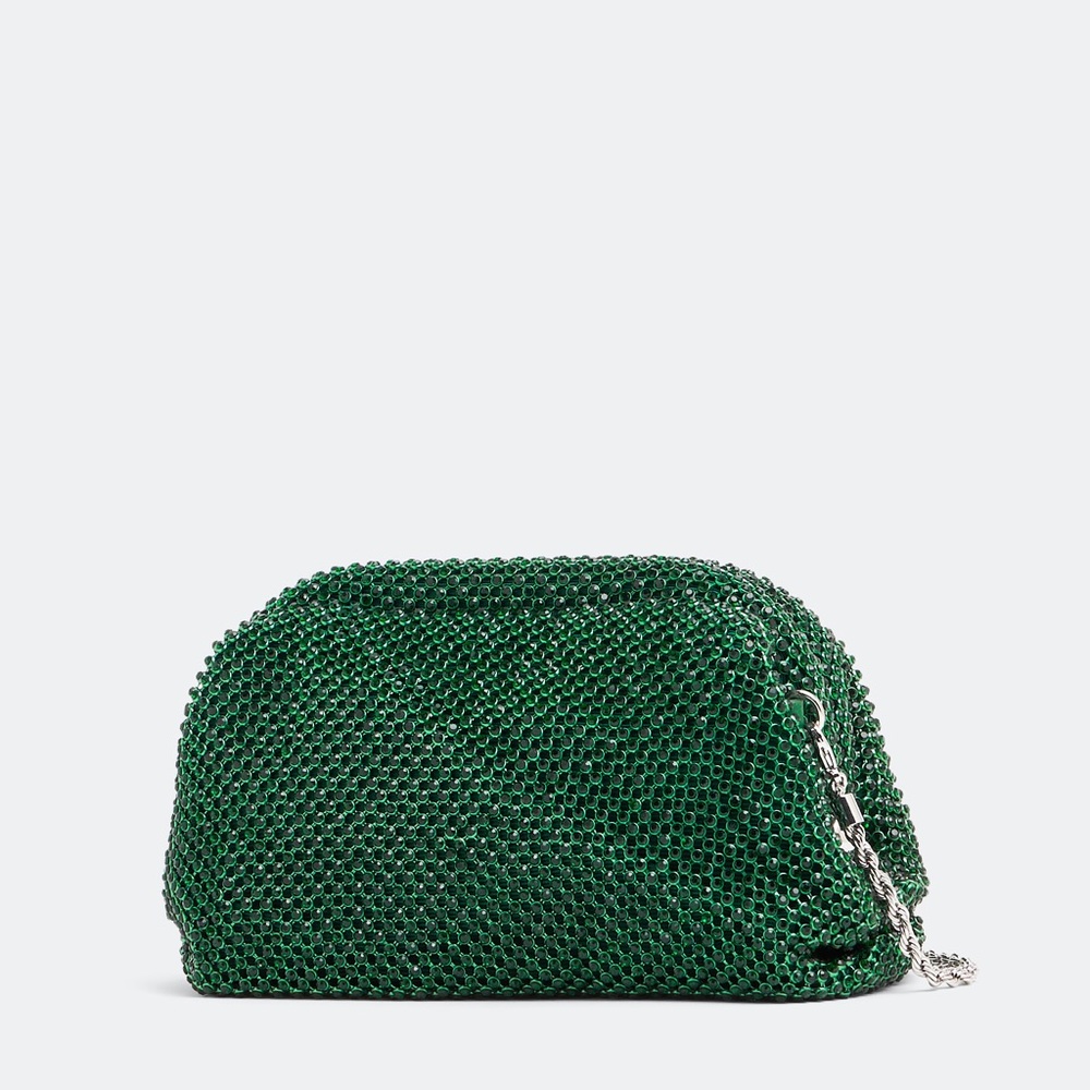 Loeffler Randall Green Sparkly Clutch